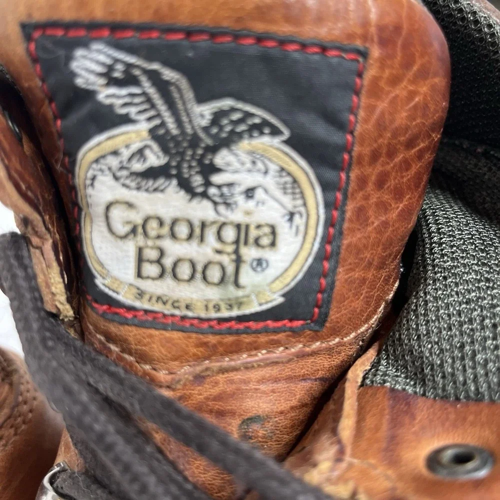 GEORGIA GIANT  G7222 STEEL TOE Brown Lace Up Work Boots US 8 M Outdoor Safety